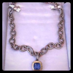 Gold & Silver Blue Gem Necklace